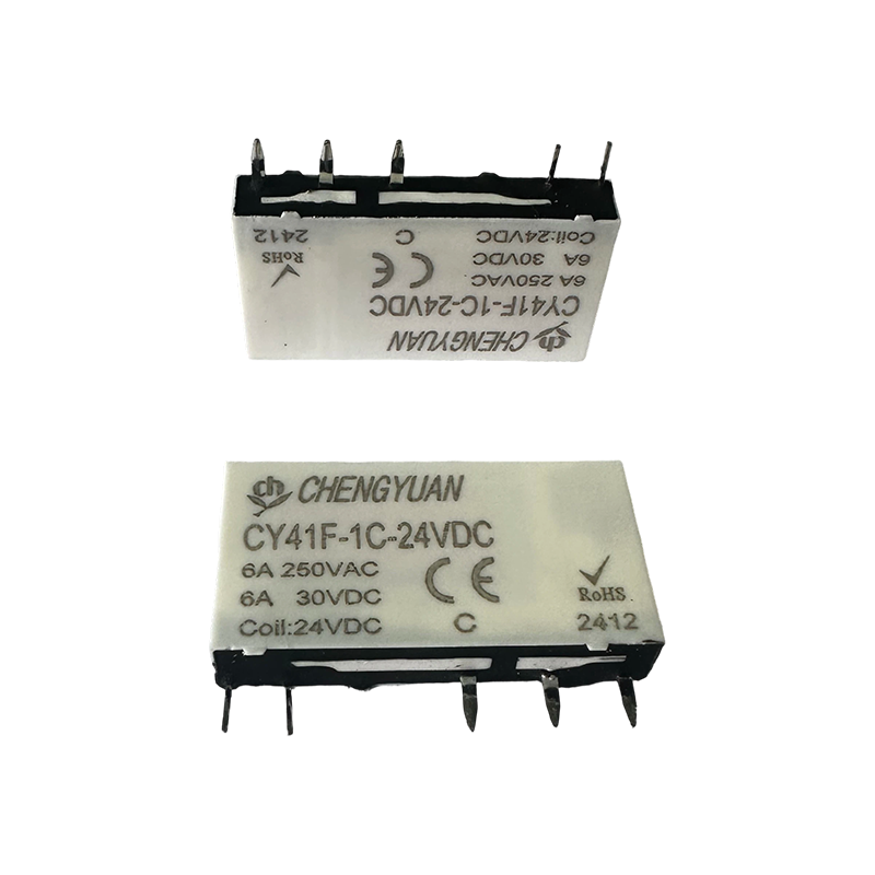 CY41F relé, vékony teljesítményrelé, 41F relé, jelrelé, 5 PIN-es PCB 6A kis relé.