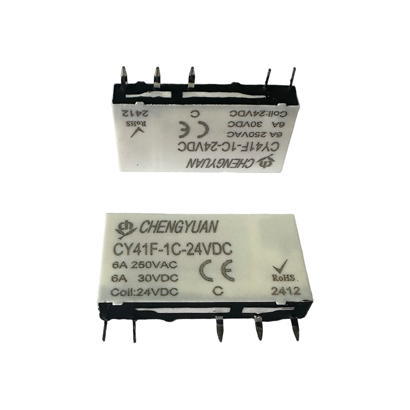 CY41F relé, vékony teljesítményrelé, 41F relé, jelrelé, 5 PIN-es PCB 6A kis relé.